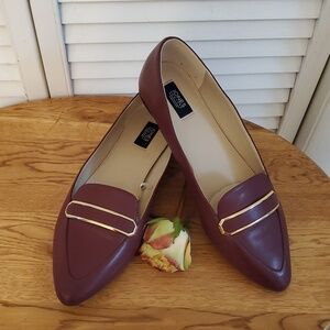 Jones New York Faux Leather Burgundy Penny Loafers, Size 10 M